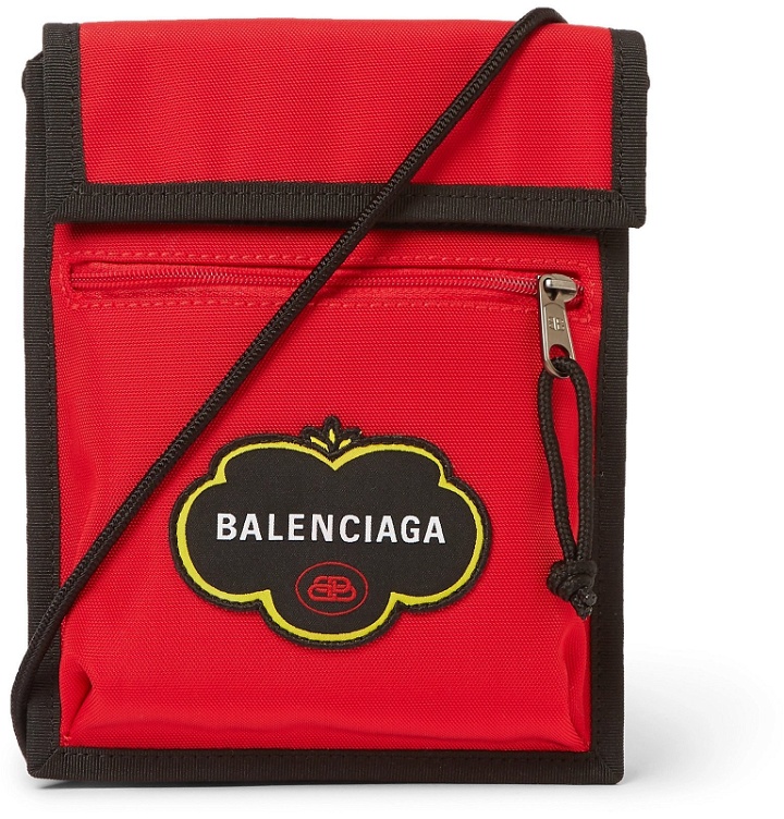 Photo: Balenciaga - Explorer Logo-Appliquéd Canvas Messenger Bag - Red