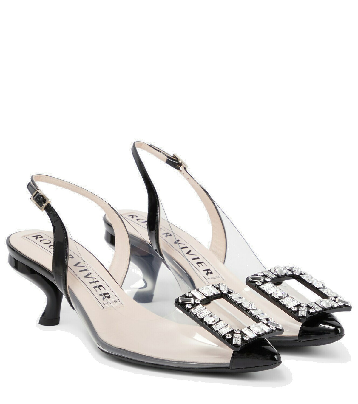 Belle Vivier Ankle Strap Lacquered Buckle Pumps in Patent Leather