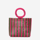 MC2 Saint Barth Beaded Handbag With Pink And Green Stripes
