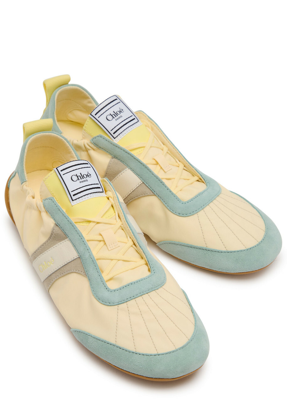 Chloe Kick Panelled Nylon Sneakers Yellow