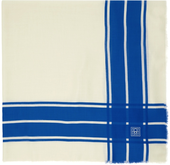 Photo: TOTEME Blue & Off-White Wool Silk Blanket Scarf
