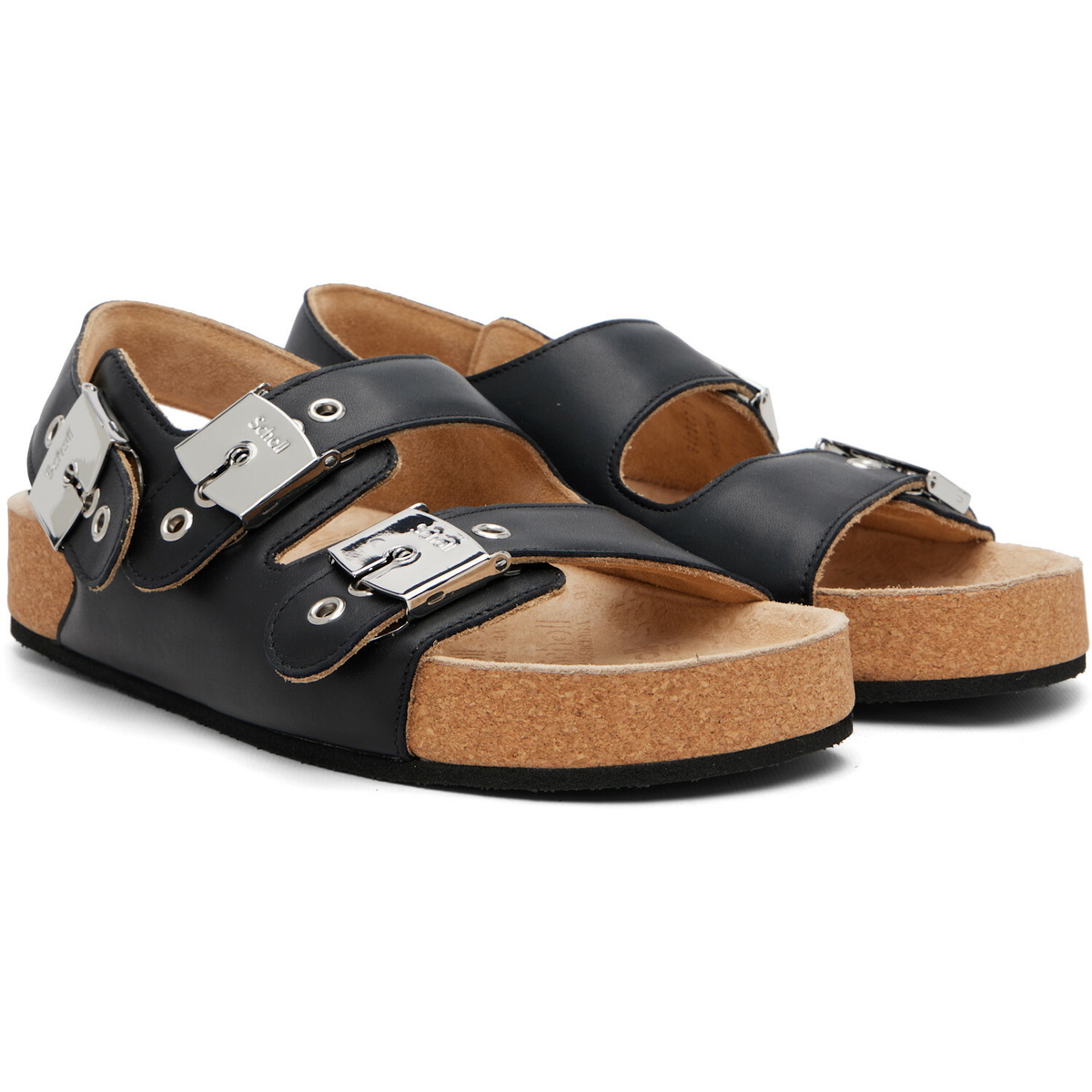 Balenciaga Black Scholl Edition Calfskin Flat Sandals