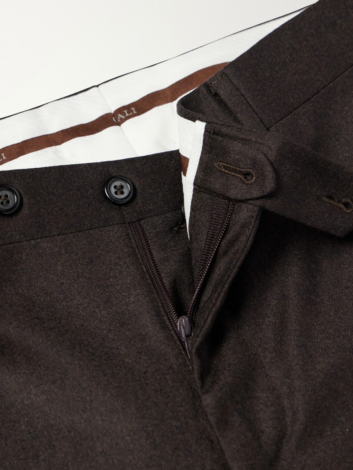 Canali - Slim-Fit Tapered Wool-Flannel Suit Trousers - Brown