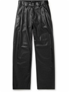 AMIRI - Straight-Leg Pleated Faux Leather Trousers - Black