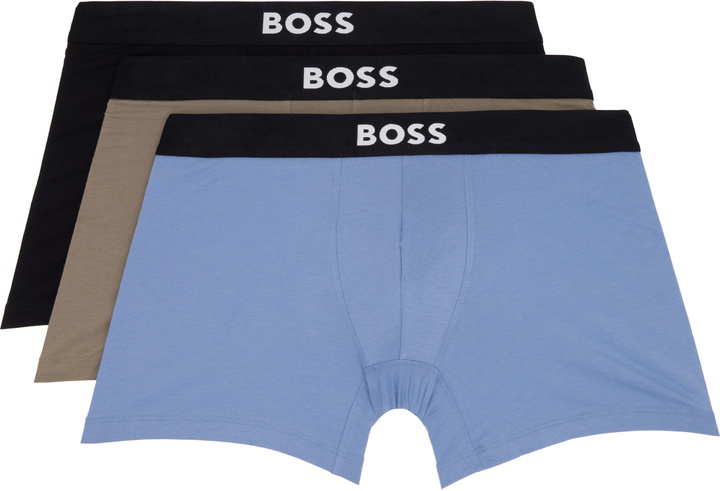 Photo: BOSS Three-Pack Multicolor Stretch Cotton Boxer Briefs