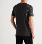 Dolce & Gabbana - Logo-Flocked Paint-Splattered Mélange Cotton-Jersey T-Shirt - Black