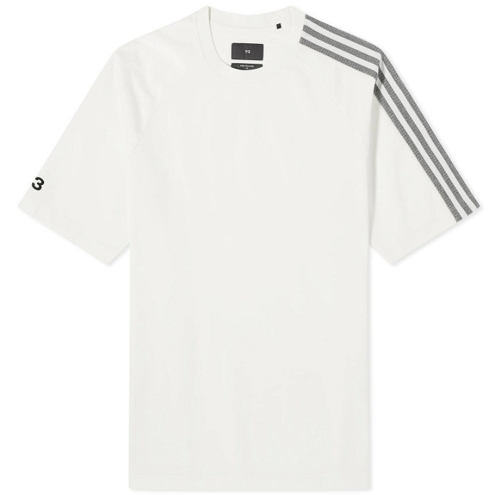 Photo: Y-3 Men's 3 Stripe Long sleeve T-shirt in Off White