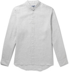 Frescobol Carioca - Johannes Huebl Grandad-Collar Linen Shirt - Gray