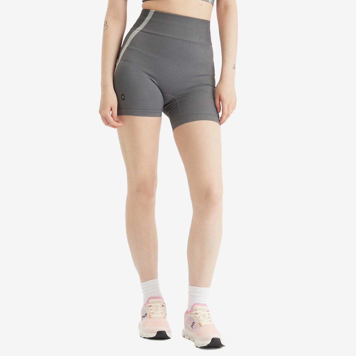 ON Women's Studio Knit Cycling Shorts in Rock/Glacier
