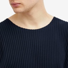 Homme Plissé Issey Miyake Men's Pleated T-Shirt in Navy