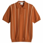 Percival Men's Micro Cable Knitted Polo in Tobacco
