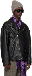Acne Studios Black Distressed Leather Jacket