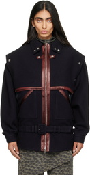 Kiko Kostadinov Navy Heron Belted Jacket
