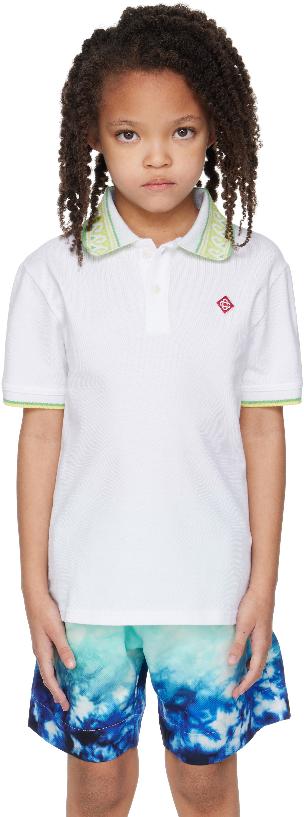 Casablanca Kids White Laurel Collar Polo