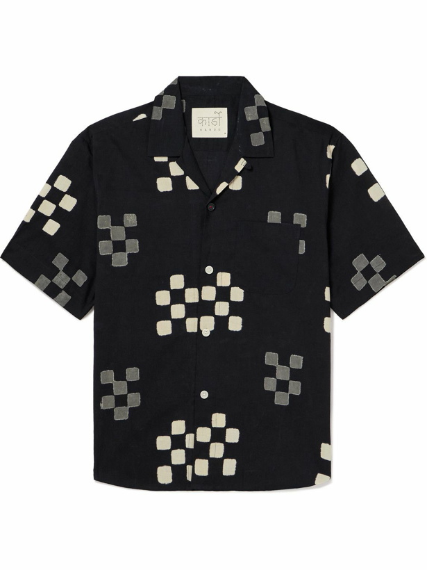 Photo: Kardo - Ronen Convertible-Collar Checked Cotton Shirt - Black