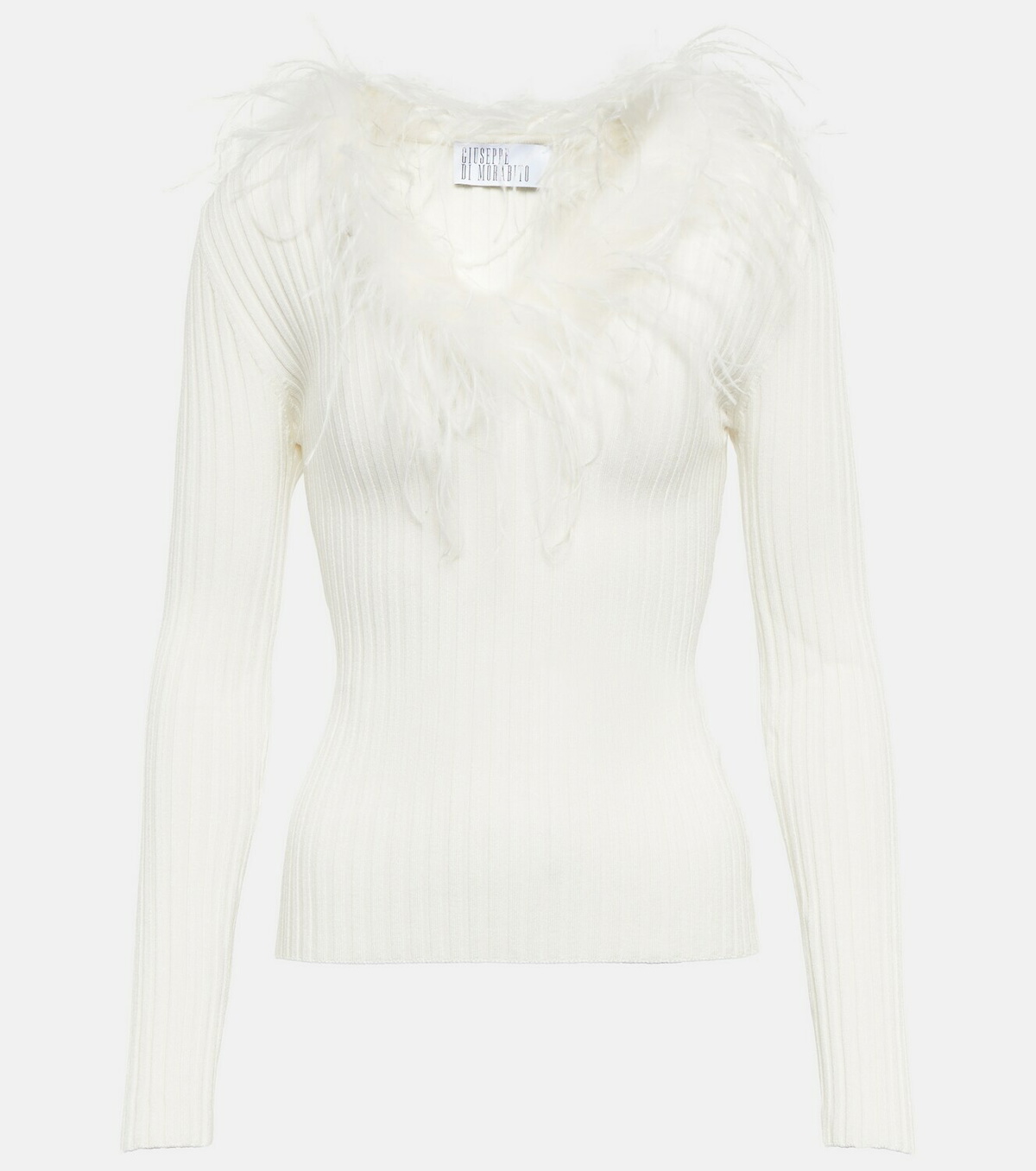 Giuseppe di Morabito Feather-trimmed knitted top