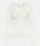 Giuseppe di Morabito Feather-trimmed knitted top