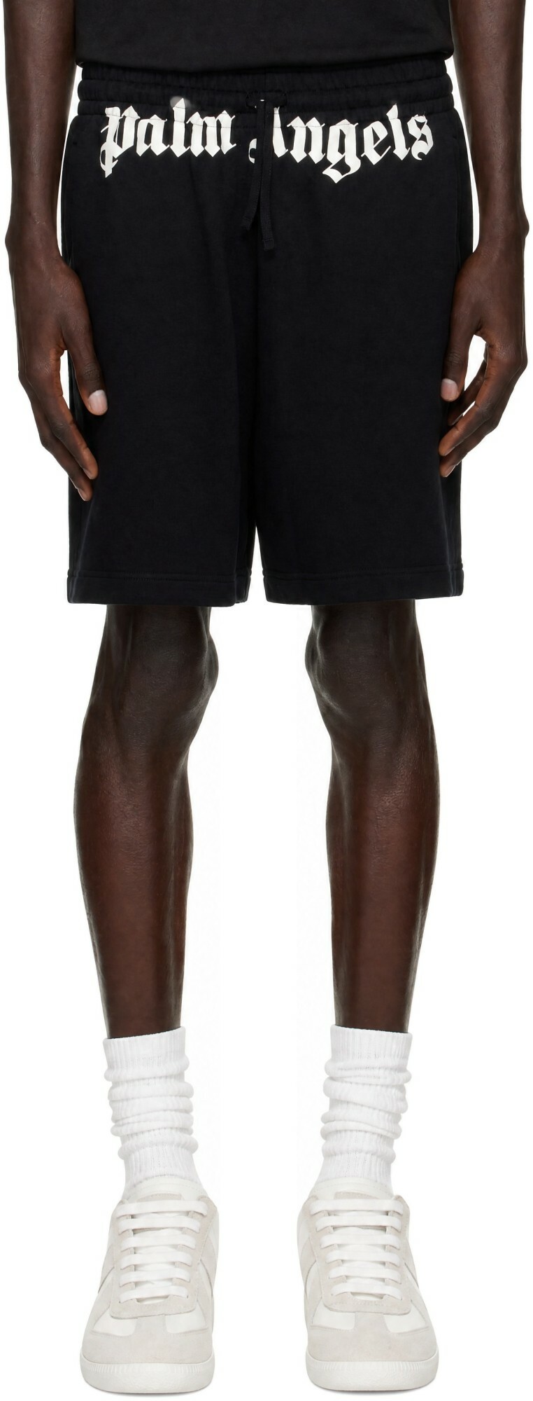 Palm Angels Black Waist Logo Sweat Shorts