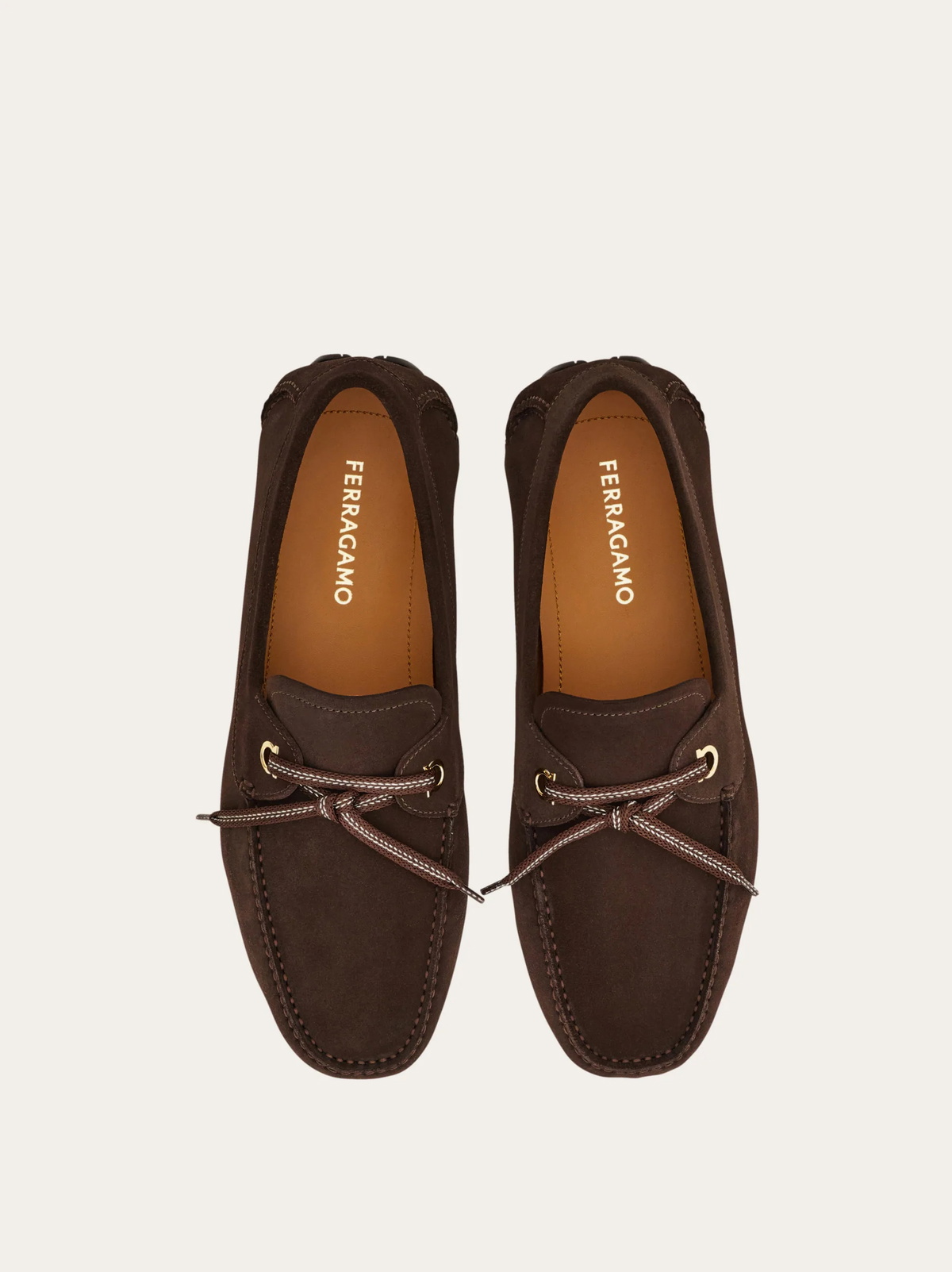 Ferragamo Mens Laced driver in Brown
