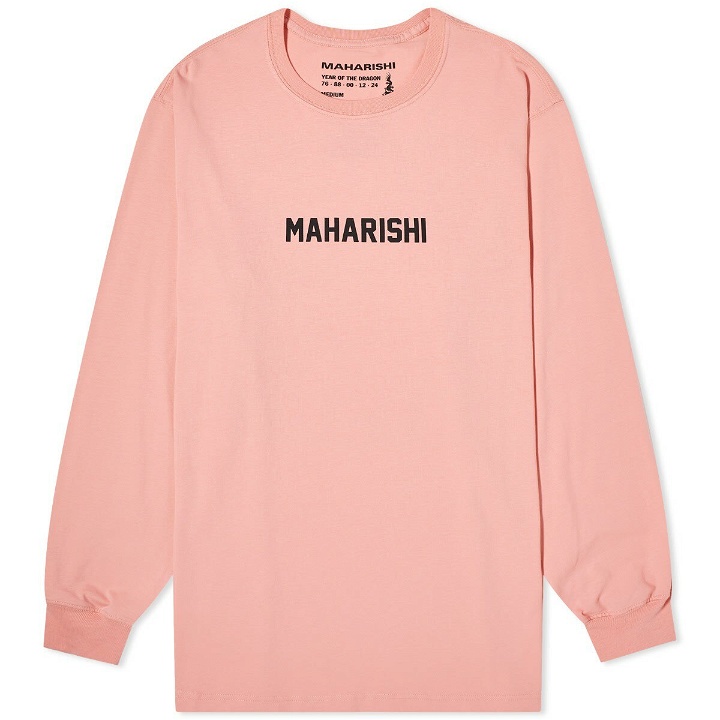 Photo: Maharishi Men's Long Sleeve Woodblock Dragon T-Shirt in Pink