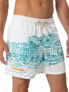 MC2 Saint Barth Man Mid-length Gustavia Swim-shorts With Cannes Placed Print