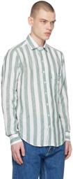 Drake's Green & White Stripe Shirt