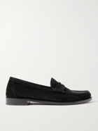 SAINT LAURENT - Suede Penny Loafers - Black - EU 39