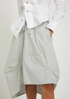 Vivienne Westwood Aerodrome Striped Asymmetric Cotton Midi Skirt White