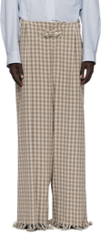 Hed Mayner Beige Check Trousers