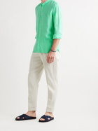 120% - Slim-Fit Grandad-Collar Linen Shirt - Green