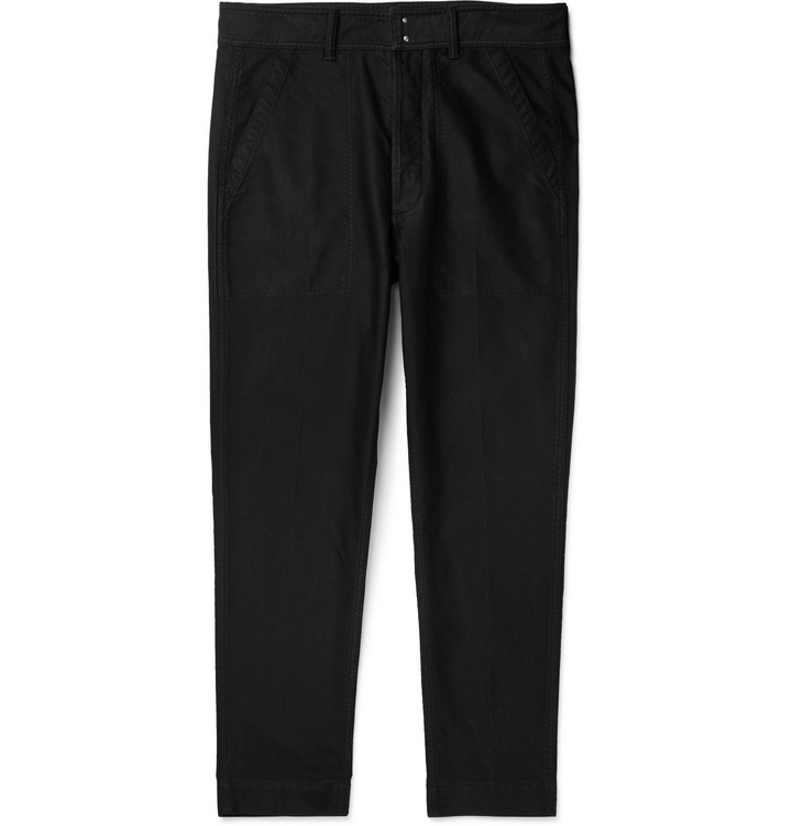 Photo: TOM FORD - Slim-Fit Cotton-Satin Trousers - Blue