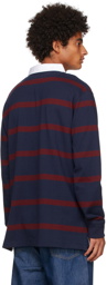 Polo Ralph Lauren Burgundy & Navy Rugby Long Sleeve Polo