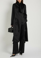 Courrèges Double-breasted Satin Trench Coat Black