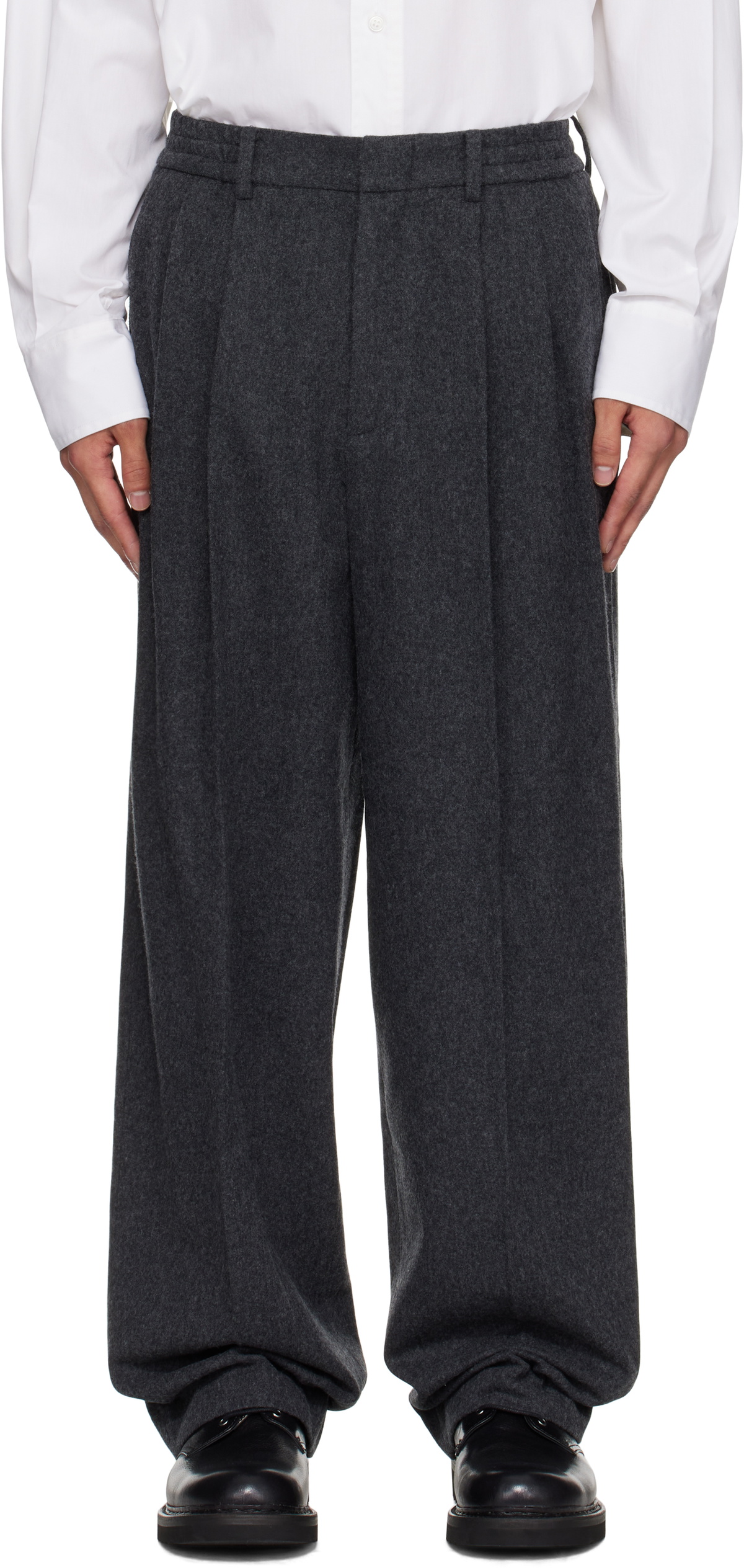 LE17SEPTEMBRE Gray Two Tuck Wool Trousers