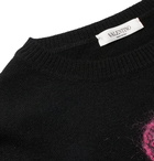 Valentino - Jacquard-Knit Brushed Wool and Cashmere-Blend Sweater - Men - Black