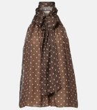 Elie Saab Polka-dot tie-neck silk chiffon top