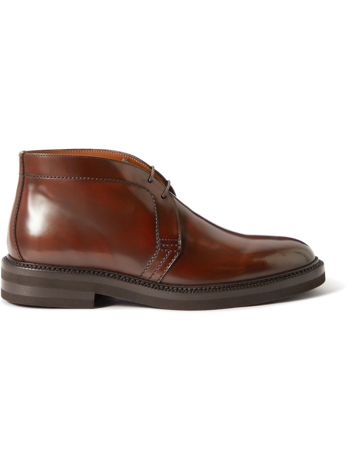 BRUNELLO CUCINELLI - Leather Chukka Boots - Brown Brunello  display picture 3