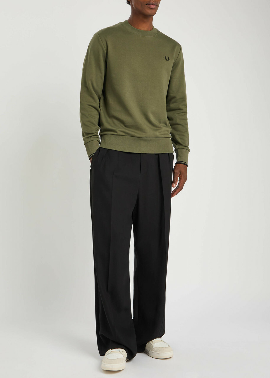 Fred Perry Logo-embroidered Cotton Sweatshirt Green