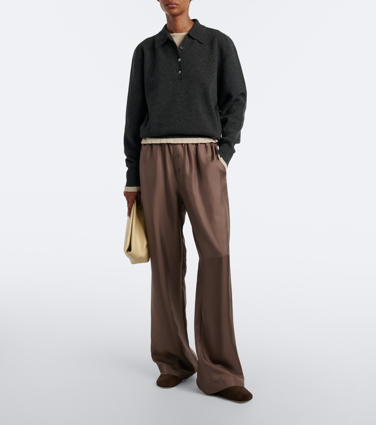 Róhe Wool, cashmere, and silk-blend polo sweater