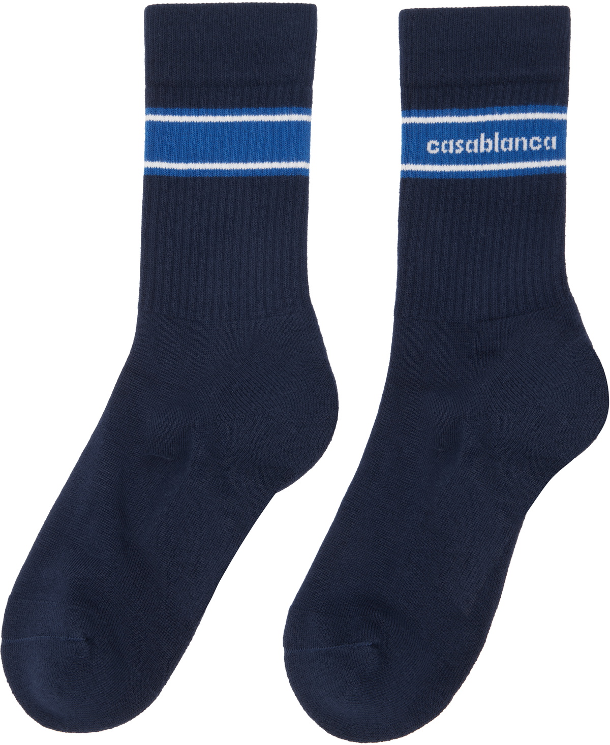 Casablanca Navy Sporty Stripe Socks