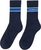 Casablanca Navy Sporty Stripe Socks