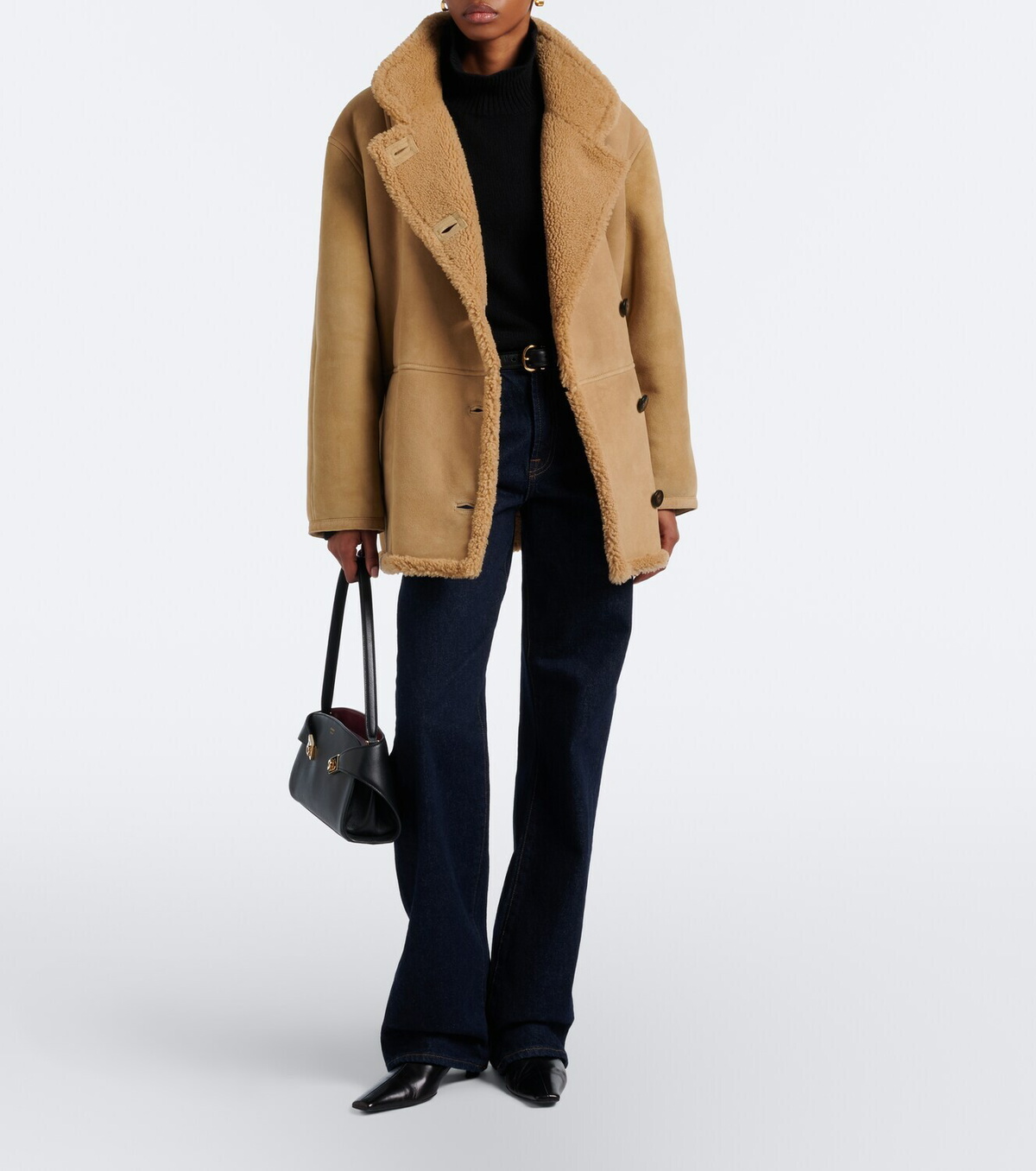 Veronica Beard Lavington shearling-lined suede coat