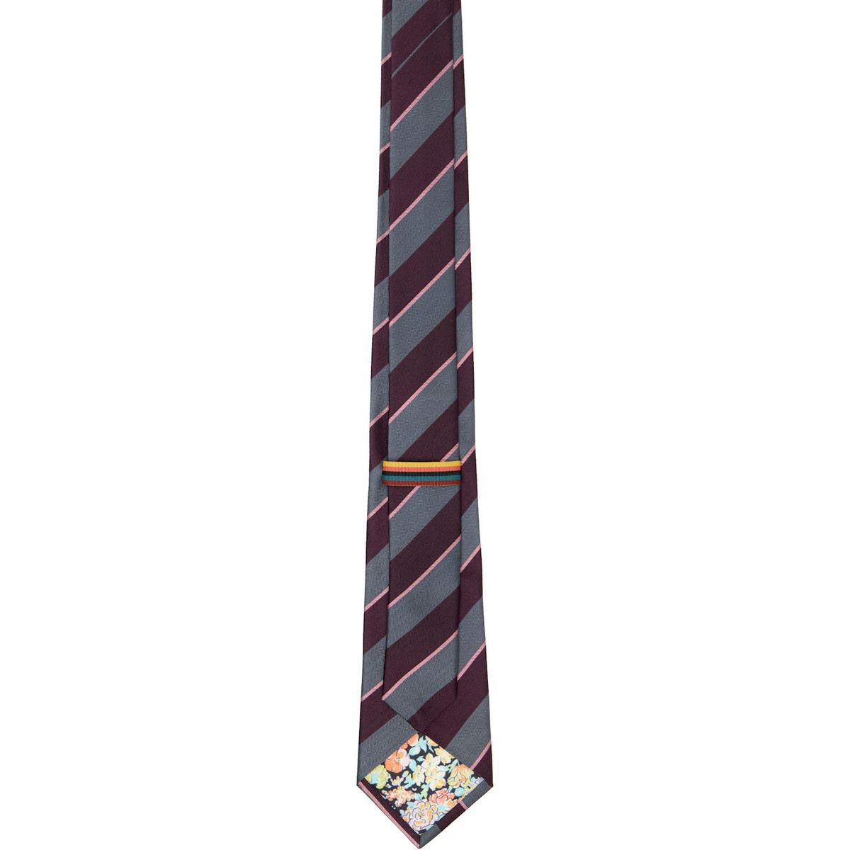 Paul Smith Gray & Burgundy Block Stripe Tie