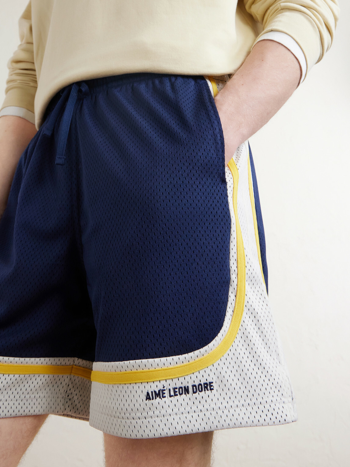 Aimé Leon Dore - Novelty Straight-Leg Logo-Embroidered Mesh Drawstring Shorts - Blue