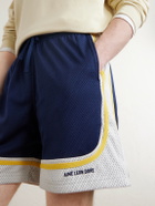Aimé Leon Dore - Novelty Straight-Leg Logo-Embroidered Mesh Drawstring Shorts - Blue
