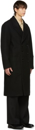 AMI Alexandre Mattiussi Black Double-Face Felted Broadcloth Coat