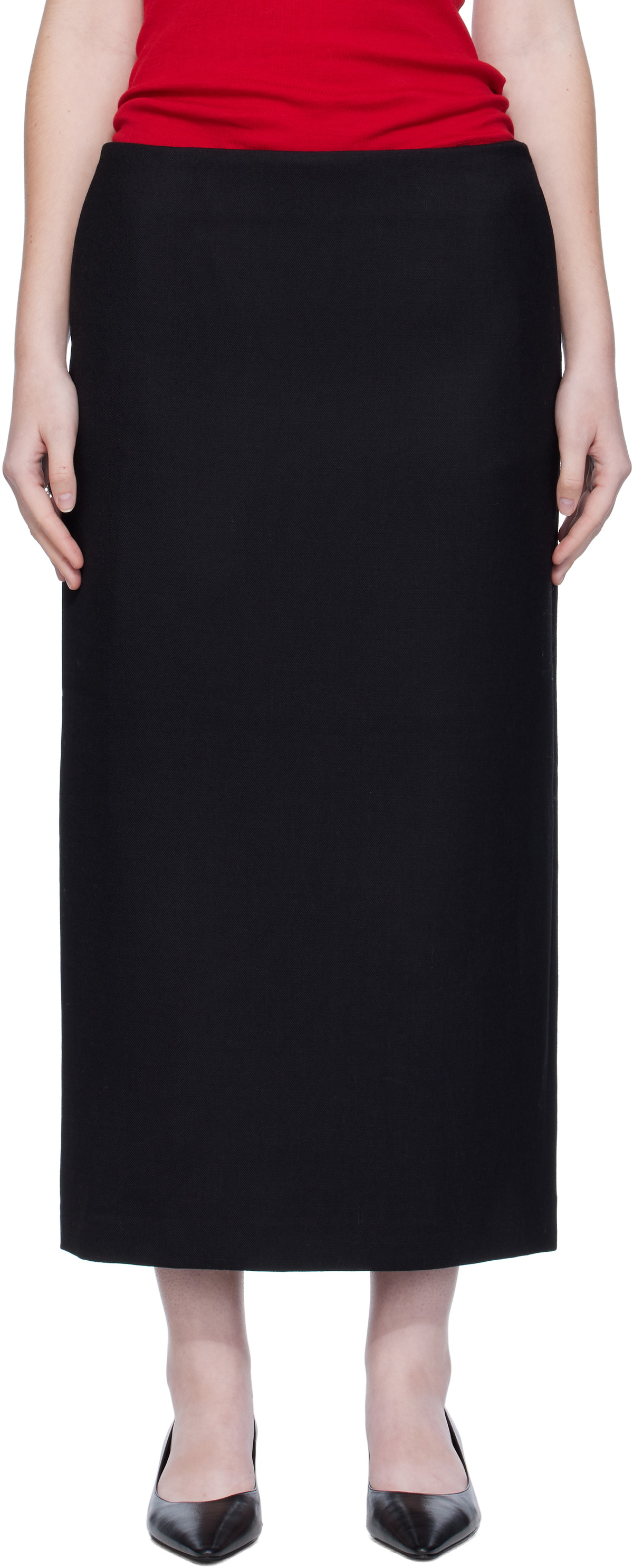 Arch The Black Silk Simple Maxi Skirt