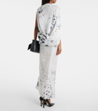 Jacques Wei Gathered printed satin midi dress