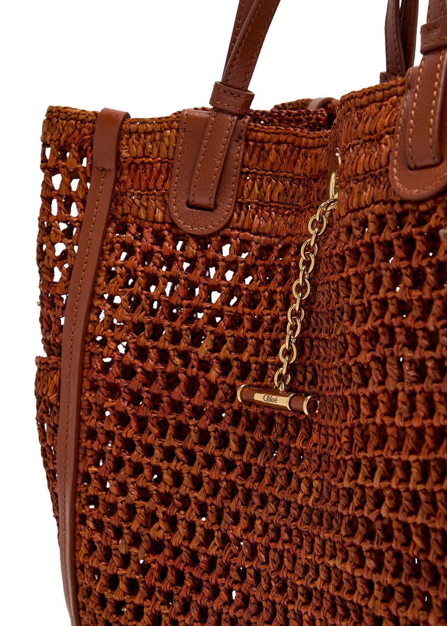 Chloe Iconic Logo Leather and Raffia Tote bag - Brown - One Size