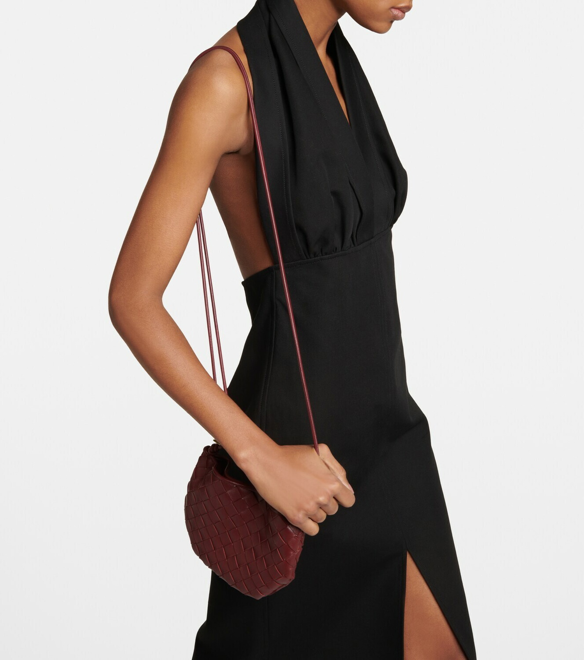 knee length dresses for ladies Bottega Veneta Cold-shoulder Cutout Two-tone Midi Dress  Runway Catalog
